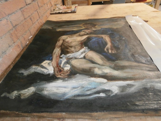 Restauro pittorico su tela - opera di Cristina Lusvardi restauratrice di sculture presso Laboratorio di Restauro e Conservazione Opere d'Arte Reggio Emilia