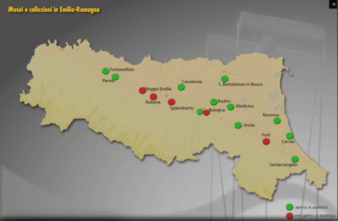 Mappa dei musei e dei fondi di burattini in Emilia Romagna- IBC E-R. cd."chi è di scena"