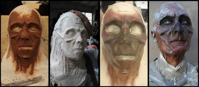 sequenza nella quale, sono distinte le 4 fasi principali della realizzazione della protesi , ,modellato, realizzazione nel materiale deciso, precolorazione della protesi ed applicazione- Foto di A. Masi